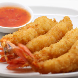45. Innbakt scampi